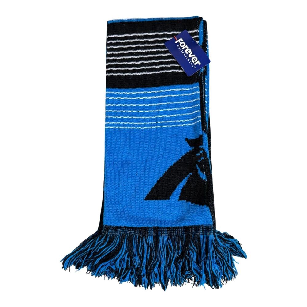 Forever Collectibles Carolina Panthers Knit Scarf Blue Black NFL Fringe NWT
